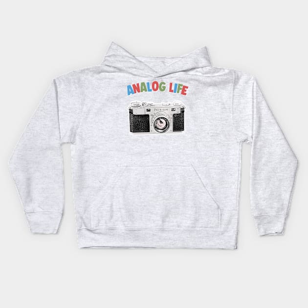 Analog Life / Camera Geek Gift Design Kids Hoodie by DankFutura